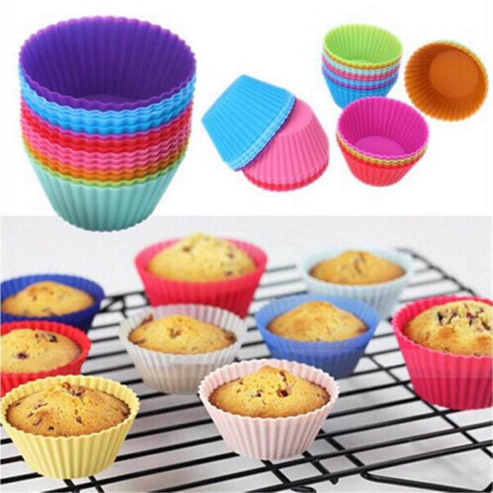 12 Pcs Cup Cake Mould Set Silicone