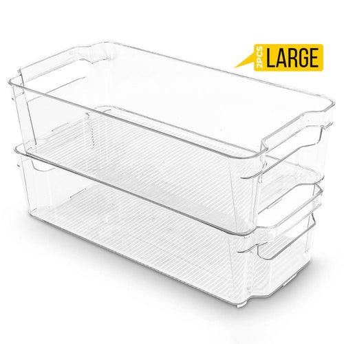 Fridge Organizer Bins for Refrigerator, Freezer, Countertop & Pantry, Clear Plastic Food Storage Containers in Small Medium Large