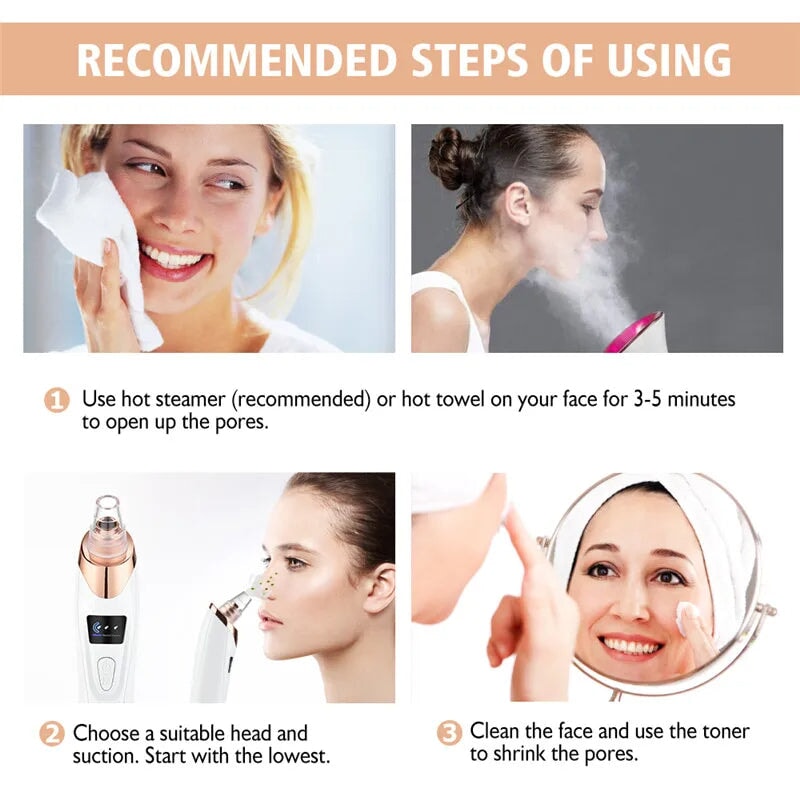 USB Rechargeable Facial Pore Cleaner with Blackhead Removal