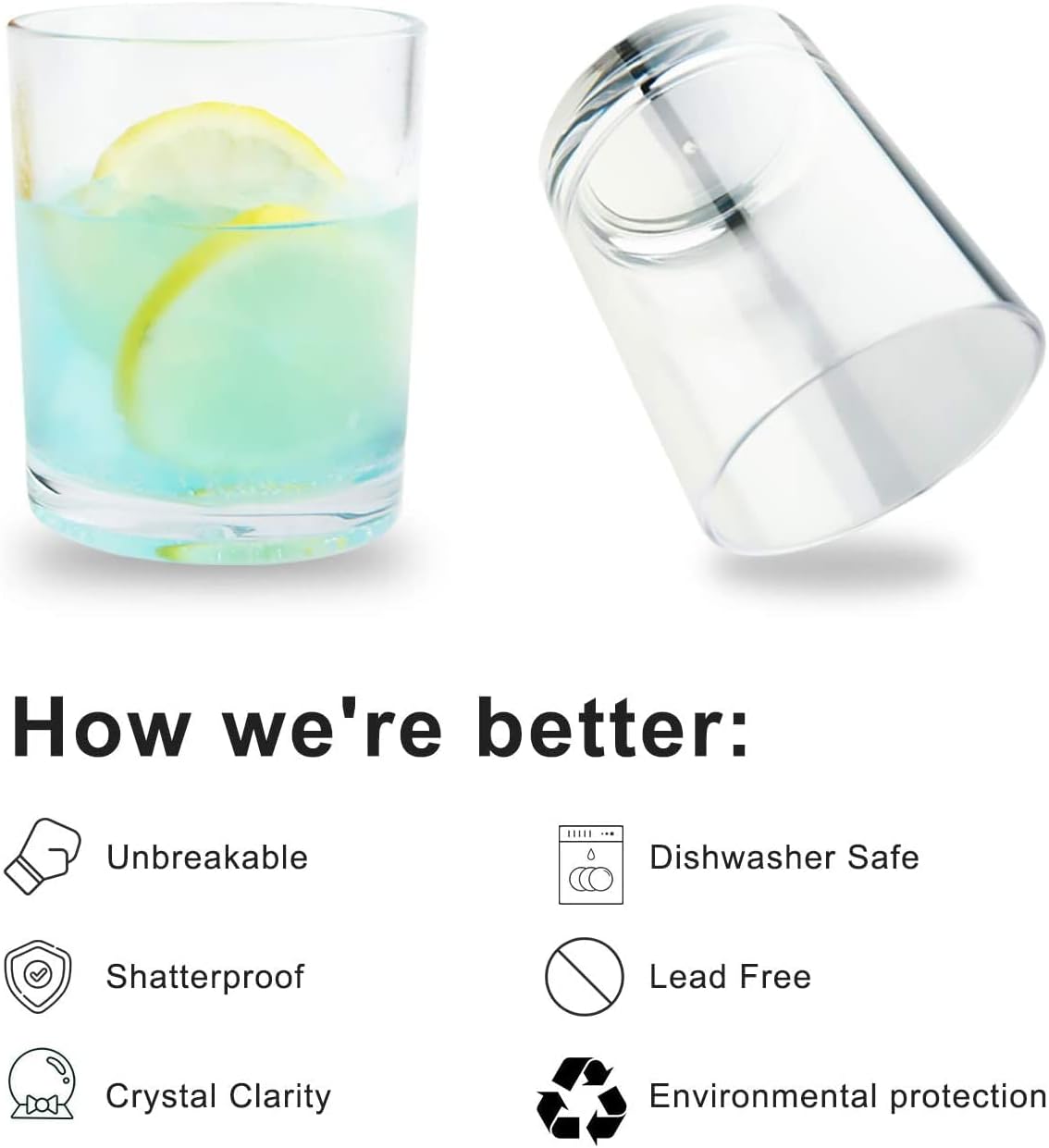 Unbreakable Plastic Tumblers 355ml, BPA-Free Clear Acrylic Drinking Glasses for Home, Outdoor, Kids & Daily Use