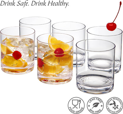 Unbreakable Plastic Tumblers 355ml, BPA-Free Clear Acrylic Drinking Glasses for Home, Outdoor, Kids & Daily Use