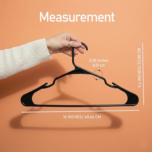 Plastic Hangers for Clothes Pack of 12, Space Saving Notched Wardrobe Hangers for Shirts, Dresses & Daily Use