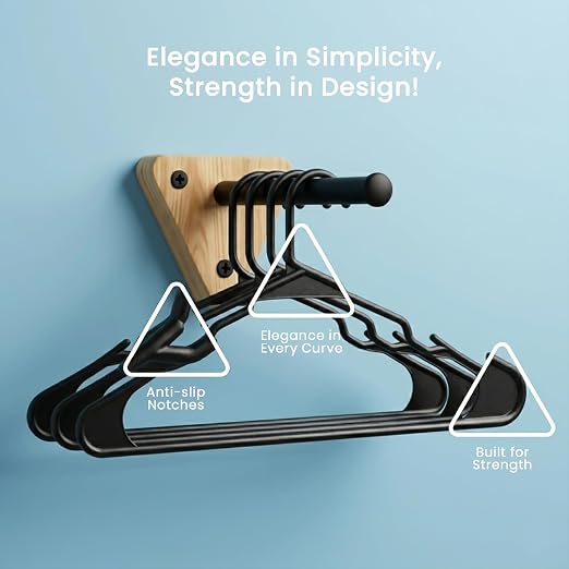 Plastic Hangers for Clothes Pack of 12, Space Saving Notched Wardrobe Hangers for Shirts, Dresses & Daily Use