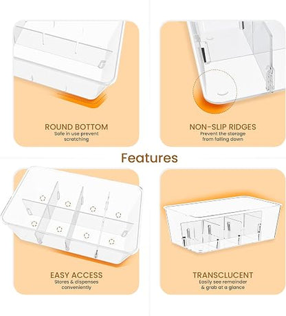 Tea Bag Organizer Stackable with Clear Top Lid, Kitchen Cabinet Pantry Storage Box for Tea Bags & Coffee Pods