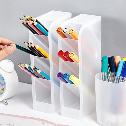 4 Grid Vertical Pen and Marker Holder Desk Organizer Pencils Display Holder