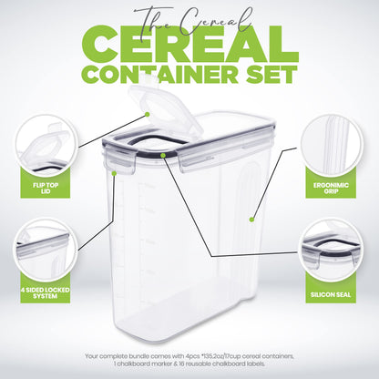 Cereal Containers Storage 2 Liter, 3 Liter, 4 Liter Airtight Food Storage Container & Cereal Dispenser for Kitchen Pantry