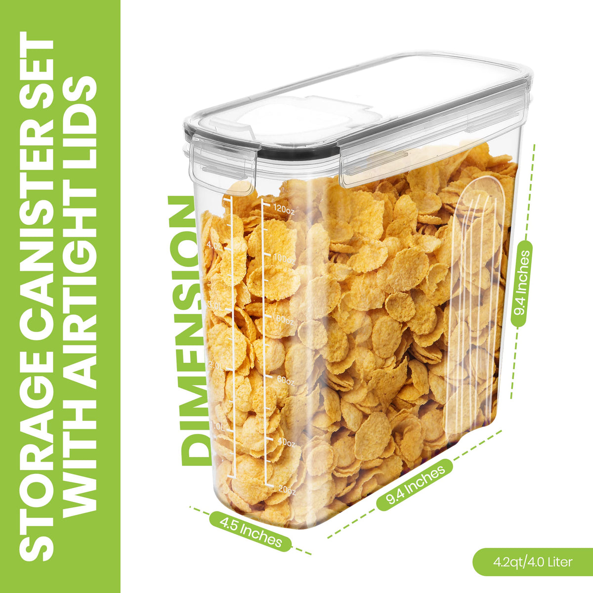 Cereal Containers Storage 2 Liter, 3 Liter, 4 Liter Airtight Food Storage Container & Cereal Dispenser for Kitchen Pantry