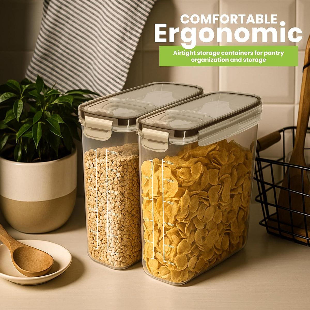 Cereal Containers Storage 2 Liter, 3 Liter, 4 Liter Airtight Food Storage Container & Cereal Dispenser for Kitchen Pantry