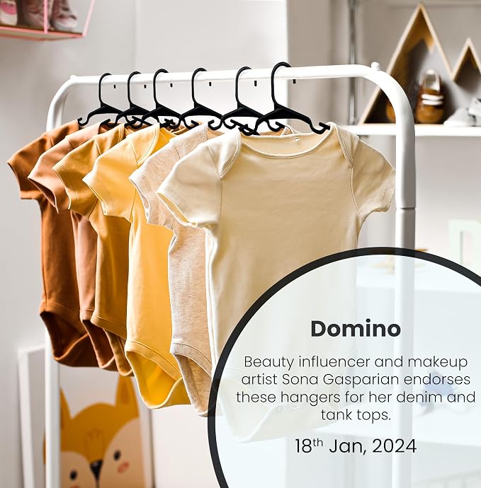 Kids Hangers Pack of 12, Non-Slip Durable Space-Saving Plastic Clothes Hangers for Baby, Toddler & Children’s Wardrobe