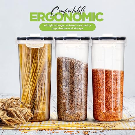 Cereal Containers Storage 2 Liter, 3 Liter, 4 Liter Airtight Food Storage Container & Cereal Dispenser for Kitchen Pantry