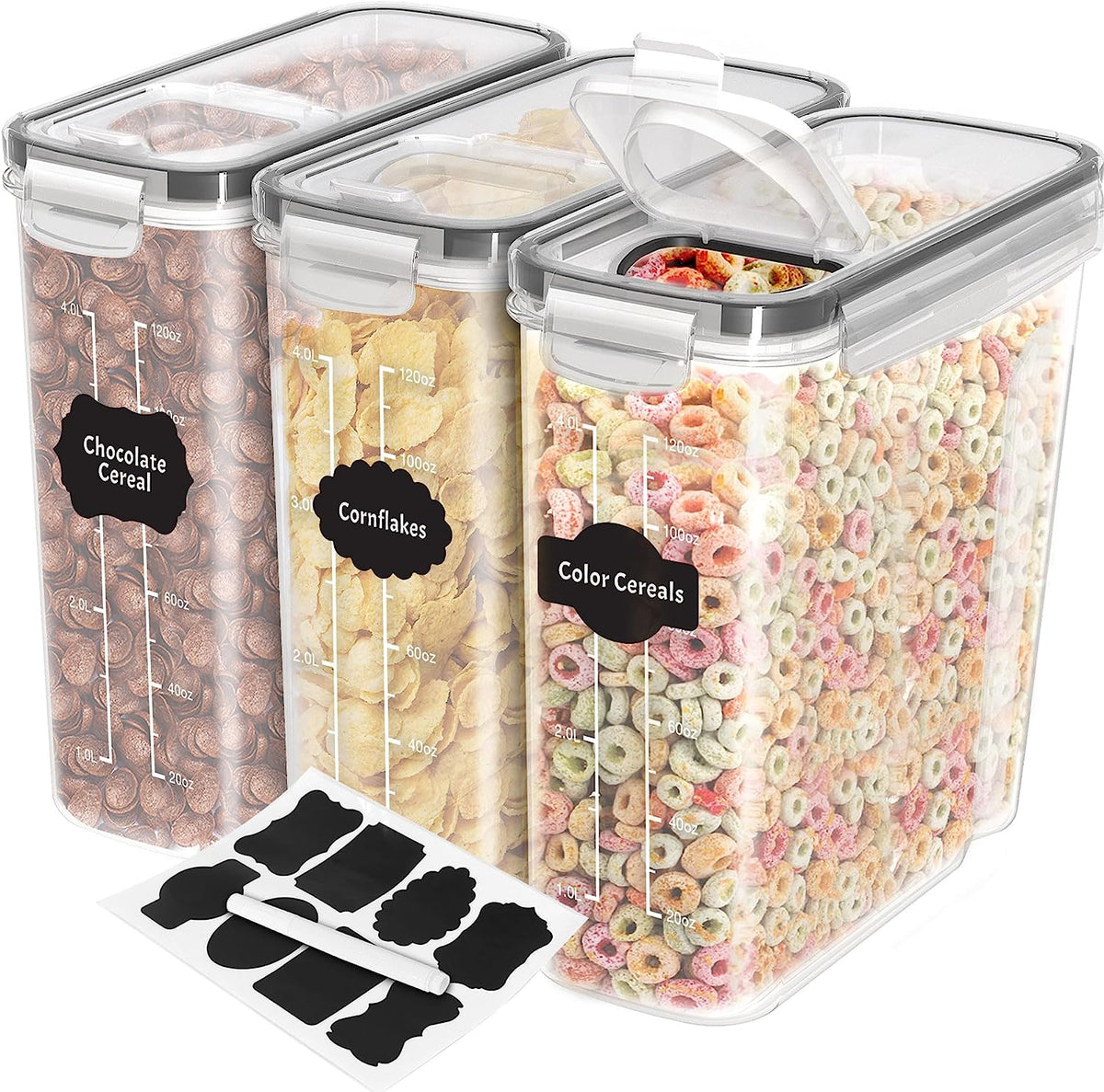 Cereal Containers Storage 2 Liter, 3 Liter, 4 Liter Airtight Food Storage Container & Cereal Dispenser for Kitchen Pantry