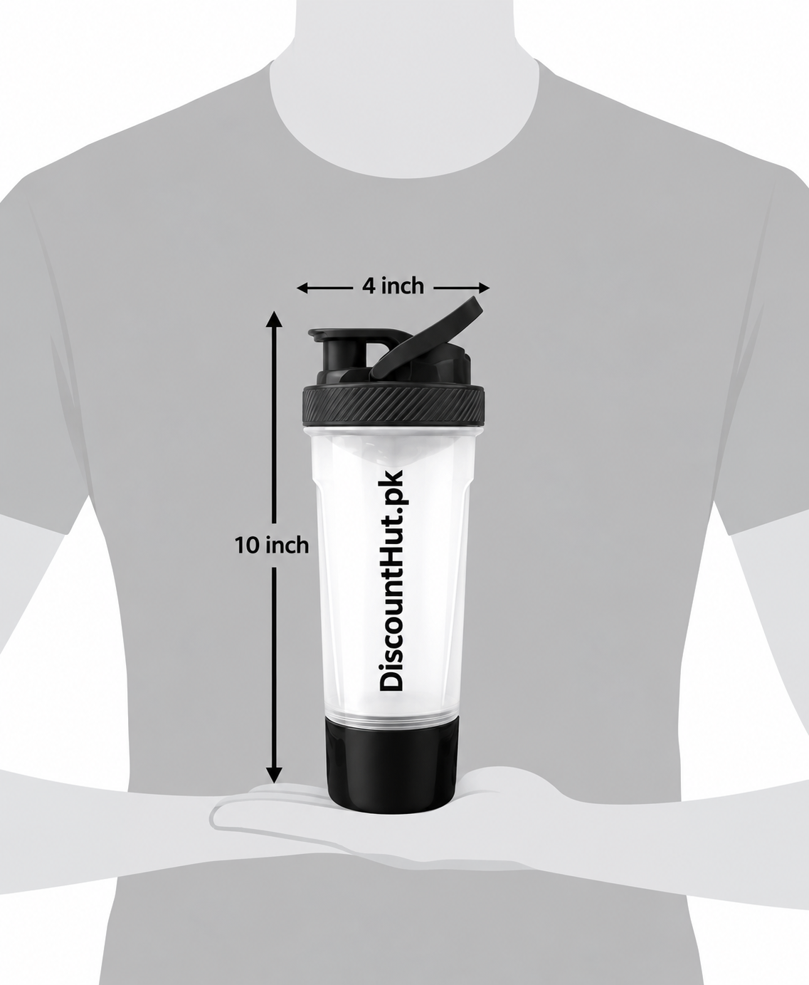 Fitness Protein Shaker Bottle 24oz / 700ml, BPA-Free Leakproof Mixer Bottle with Twist Lock Storage for Gym
