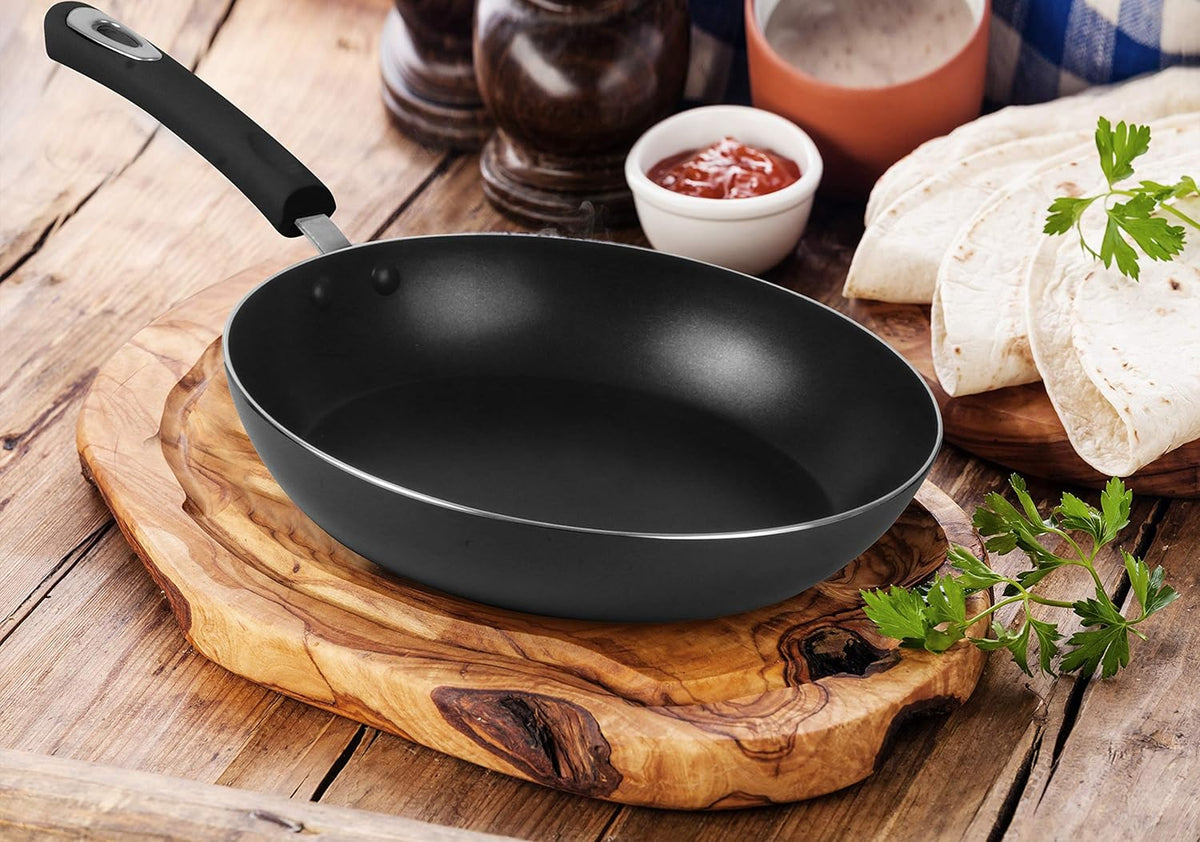 Nonstick Frying Pan Set 3-Piece with Induction Bottom, 8, 9.5 & 11 Inch Aluminum Cookware for Frying, Sautéing & Daily Cooking