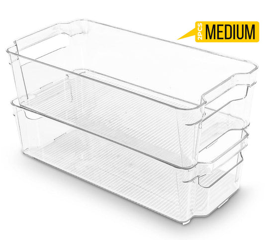 Fridge Organizer Bins for Refrigerator, Freezer, Countertop & Pantry, Clear Plastic Food Storage Containers in Small Medium Large