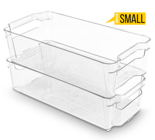 Fridge Organizer Bins for Refrigerator, Freezer, Countertop & Pantry, Clear Plastic Food Storage Containers in Small Medium Large