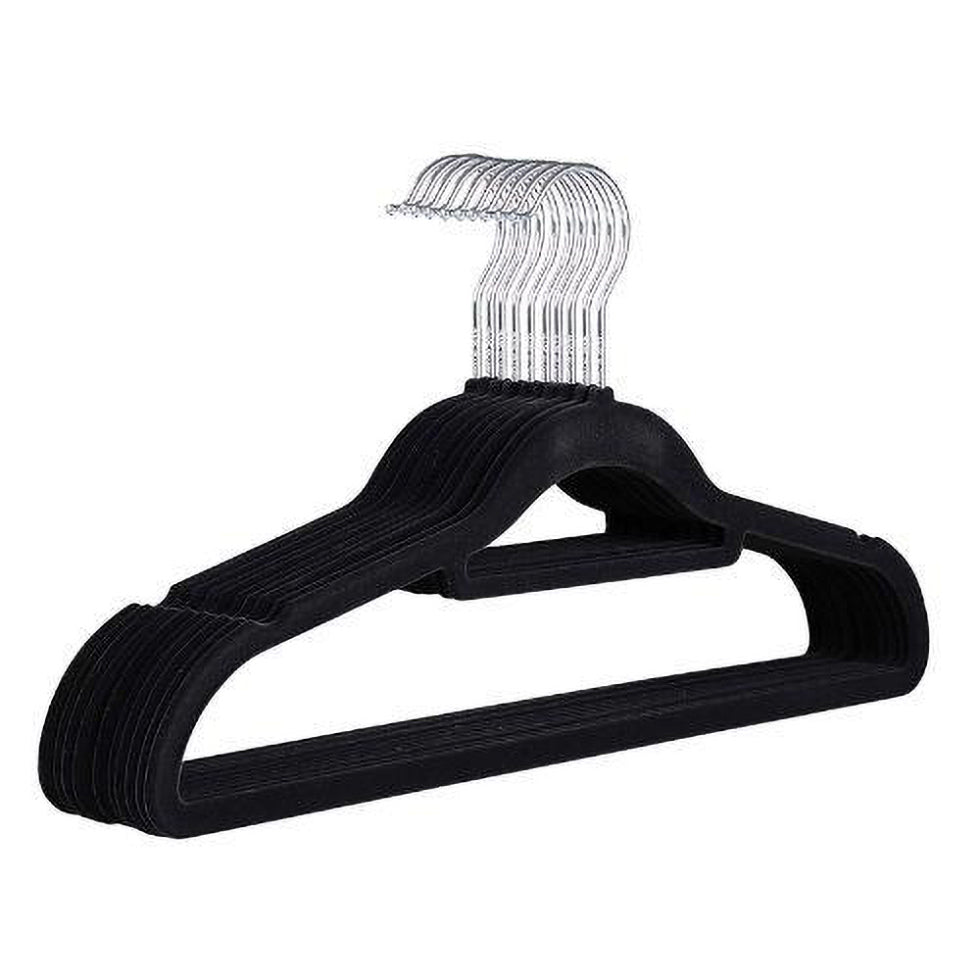 Premium Velvet Hangers Pack of 12, Non-Slip Clothes Hangers with Tie Bar & 360° Rotatable Hook for Wardrobe