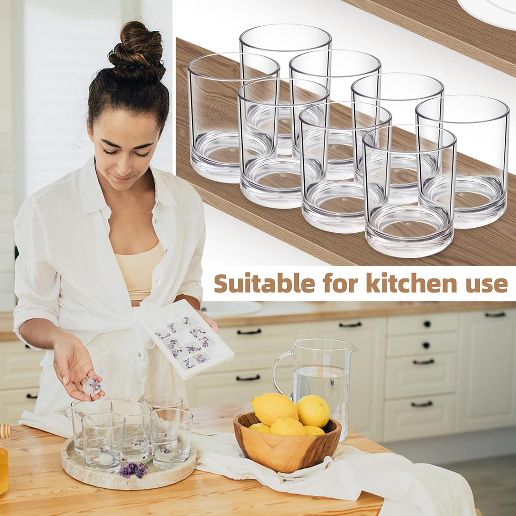Unbreakable Plastic Tumblers 355ml, BPA-Free Clear Acrylic Drinking Glasses for Home, Outdoor, Kids & Daily Use
