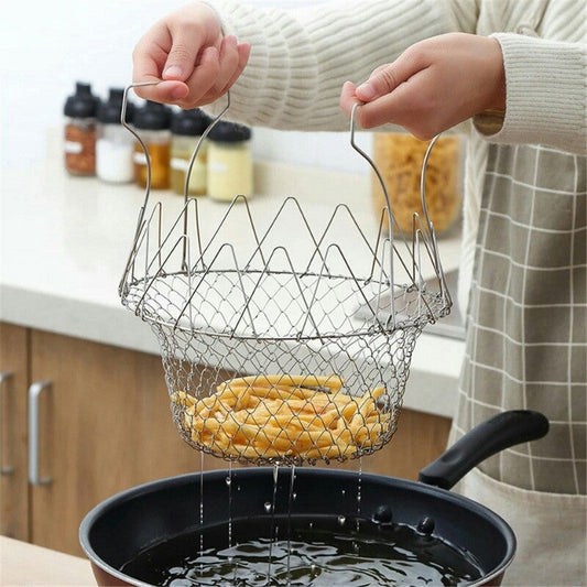 12 In 1 Stainless Steel Foldable Chef Basket